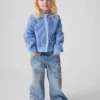 Bebek & Yürümeye Başlayan Çocuklar İçin Kelebek Desenli Çekip Giyilebilen Bol Kesim Jean