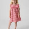 Bebek & Yürümeye Başlayan Çocuklar İçin Keten-Pamuklu Gingham Denizci Elbisesi