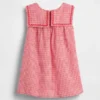 Bebek & Yürümeye Başlayan Çocuklar İçin Keten-Pamuklu Gingham Denizci Elbisesi