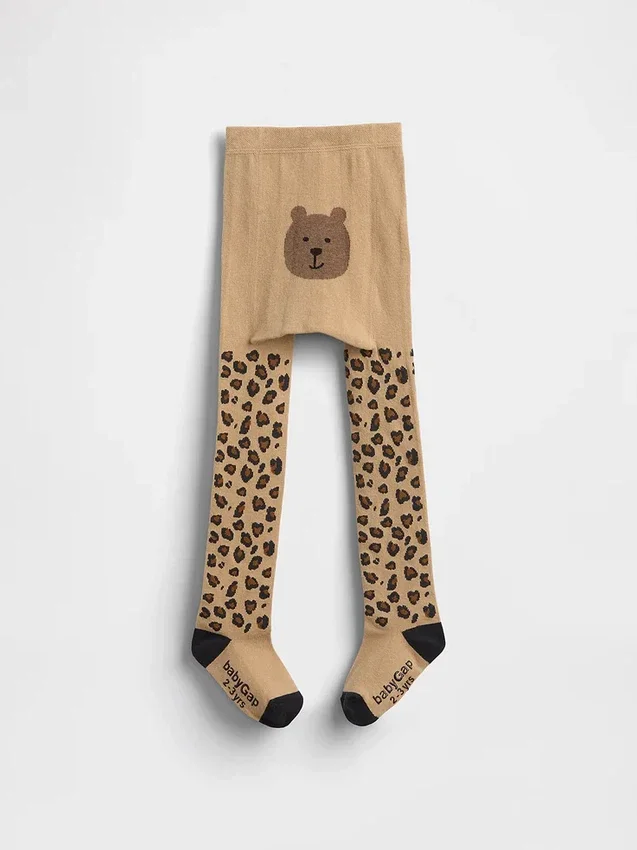Bebek & Yürümeye Başlayan Çocuklar İçin Leopar Desenli Ayı Tayt