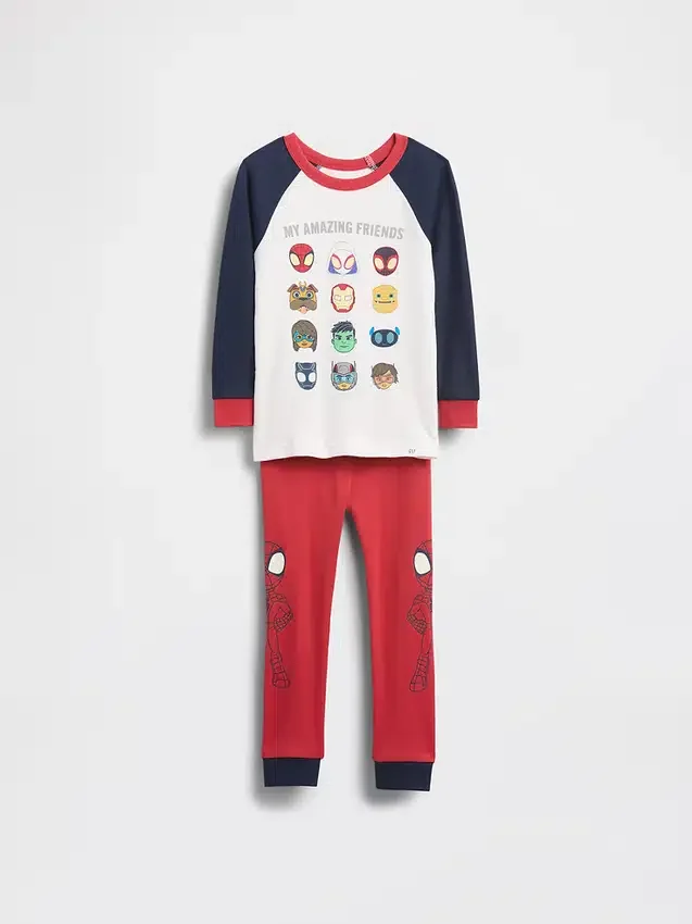 Bebek & Yürümeye Başlayan Çocuklar İçin Marvel Organik Fırçalanmış Pamuklu Pijama Seti