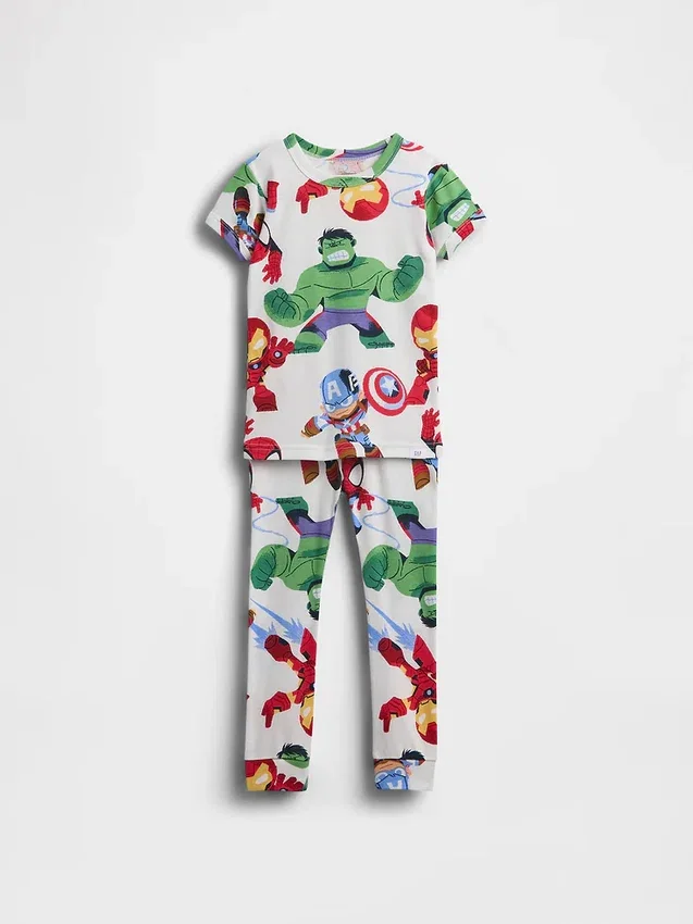 Bebek & Yürümeye Başlayan Çocuklar İçin Marvel Organik Fırçalanmış Pamuklu Pijama Seti