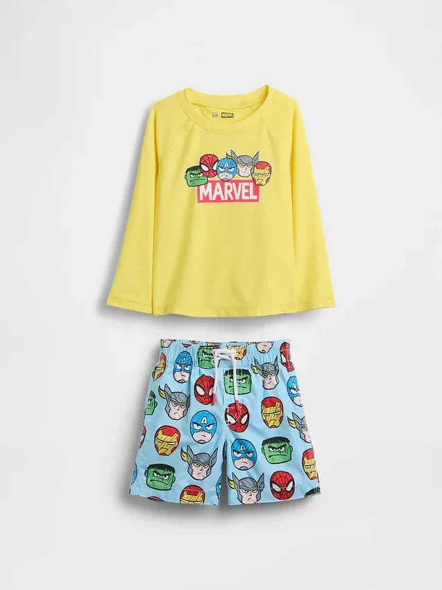 Bebek & Yürümeye Başlayan Çocuklar İçin Marvel Rash Guard Yüzme Takımı