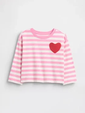 Bebek & Yürümeye Başlayan Çocuklar İçin Mix & Match Kalp Cepli Tişört