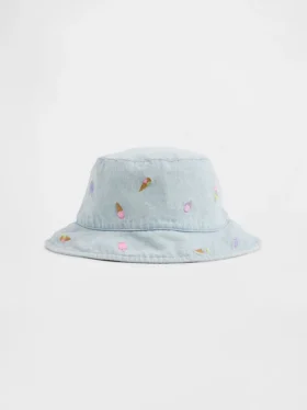 Bebek & Yürümeye Başlayan Çocuklar İçin Nakışlı Denim Kova Şapka