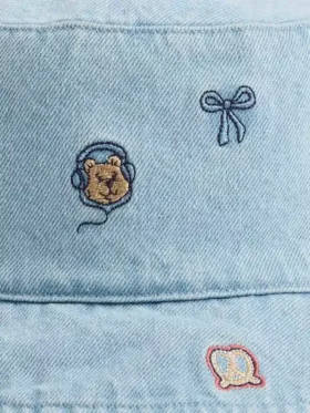 Bebek & Yürümeye Başlayan Çocuklar İçin Nakışlı Denim Kova Şapka