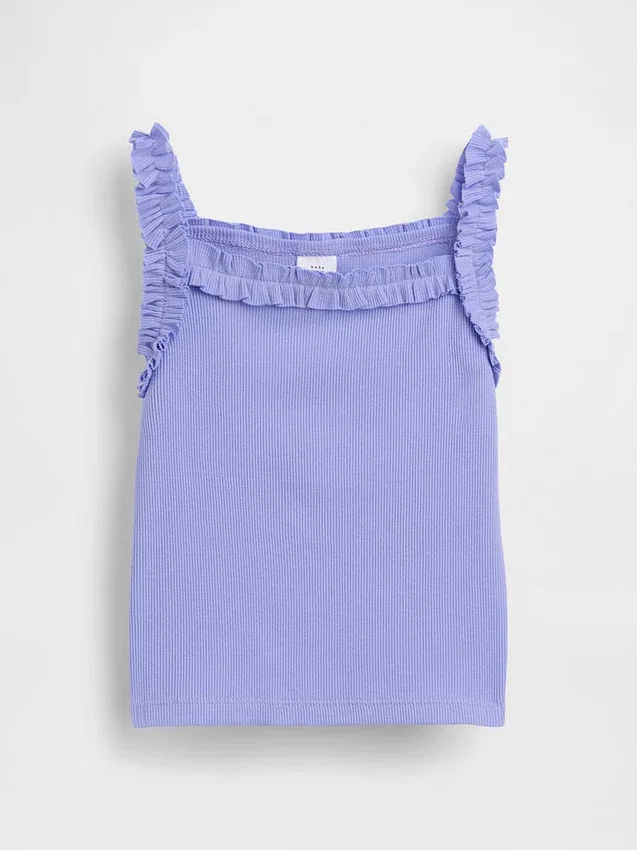 Bebek & Yürümeye Başlayan Çocuklar İçin Nervürlü Fırfırlı Önlüklu Tank Top