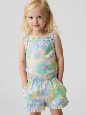 Bebek & Yürümeye Başlayan Çocuklar İçin Nervürlü Fırfırlı Önlüklu Tank Top