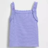 Bebek & Yürümeye Başlayan Çocuklar İçin Nervürlü Fırfırlı Önlüklu Tank Top
