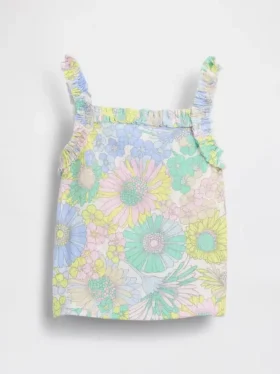 Bebek & Yürümeye Başlayan Çocuklar İçin Nervürlü Fırfırlı Önlüklu Tank Top