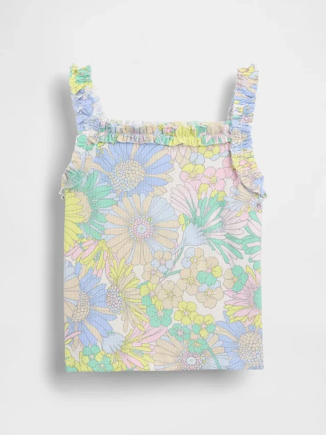 Bebek & Yürümeye Başlayan Çocuklar İçin Nervürlü Fırfırlı Önlüklu Tank Top