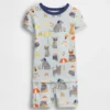 Bebek & Yürümeye Başlayan Çocuklar İçin Organik Fırçalanmış Pamuklu Beach Dogs Pijama Şort Seti