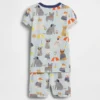 Bebek & Yürümeye Başlayan Çocuklar İçin Organik Fırçalanmış Pamuklu Beach Dogs Pijama Şort Seti