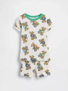Bebek & Yürümeye Başlayan Çocuklar İçin Organik Fırçalanmış Pamuklu Brannan Bear Tenis Pijama Şort Seti