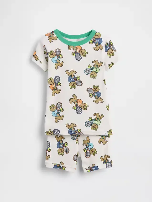 Bebek & Yürümeye Başlayan Çocuklar İçin Organik Fırçalanmış Pamuklu Brannan Bear Tenis Pijama Şort Seti