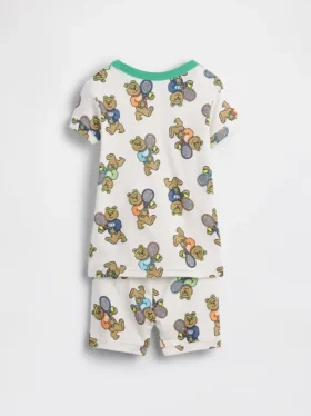 Bebek & Yürümeye Başlayan Çocuklar İçin Organik Fırçalanmış Pamuklu Brannan Bear Tenis Pijama Şort Seti