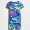 Bebek & Yürümeye Başlayan Çocuklar İçin Organik Fırçalanmış Pamuklu Deniz Canlıları Pijama Şort Seti