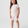 Bebek & Yürümeye Başlayan Çocuklar İçin Organik Fırçalanmış Pamuklu Deniz Kabuğu Desenli Pijama Şort Seti
