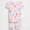 Bebek & Yürümeye Başlayan Çocuklar İçin Organik Fırçalanmış Pamuklu Dondurma Desenli Pijama Şort Seti
