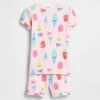 Bebek & Yürümeye Başlayan Çocuklar İçin Organik Fırçalanmış Pamuklu Dondurma Desenli Pijama Şort Seti