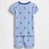 Bebek & Yürümeye Başlayan Çocuklar İçin Organik Fırçalanmış Pamuklu Futbol Ayıcığı Pijama Şort Seti
