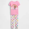 Bebek & Yürümeye Başlayan Çocuklar İçin Organik Fırçalanmış Pamuklu Gabby's Dollhouse Pijama Seti