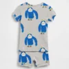 Bebek & Yürümeye Başlayan Çocuklar İçin Organik Fırçalanmış Pamuklu Goril Pijama Şort Seti