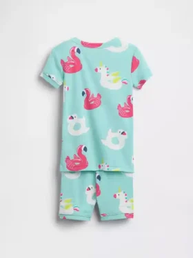 Bebek & Yürümeye Başlayan Çocuklar İçin Organik Fırçalanmış Pamuklu Havuz Şamandıralı Pijama Şort Seti