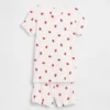 Bebek & Yürümeye Başlayan Çocuklar İçin Organik Fırçalanmış Pamuklu Çilek Desenli Pijama Şort Seti