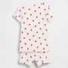 Bebek & Yürümeye Başlayan Çocuklar İçin Organik Fırçalanmış Pamuklu Çilek Desenli Pijama Şort Seti