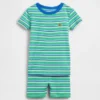 Bebek & Yürümeye Başlayan Çocuklar İçin Organik Fırçalanmış Pamuklu Çizgili Pijama Şort Seti
