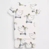 Bebek & Yürümeye Başlayan Çocuklar İçin Organik Fırçalanmış Pamuklu Scooter Seagull Pijama Şort Seti