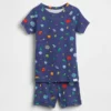 Bebek & Yürümeye Başlayan Çocuklar İçin Organik Fırçalanmış Pamuklu Uzaylılar Pijama Şort Seti