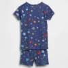Bebek & Yürümeye Başlayan Çocuklar İçin Organik Fırçalanmış Pamuklu Uzaylılar Pijama Şort Seti