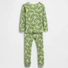 Bebek & Yürümeye Başlayan Çocuklar İçin Organik Fırçalanmış Pamuklu Yarasa Desenli Pijama Seti