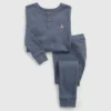Bebek & Yürümeye Başlayan Çocuklar İçin Organik Pamuklu Melanj Henley Pijama Seti