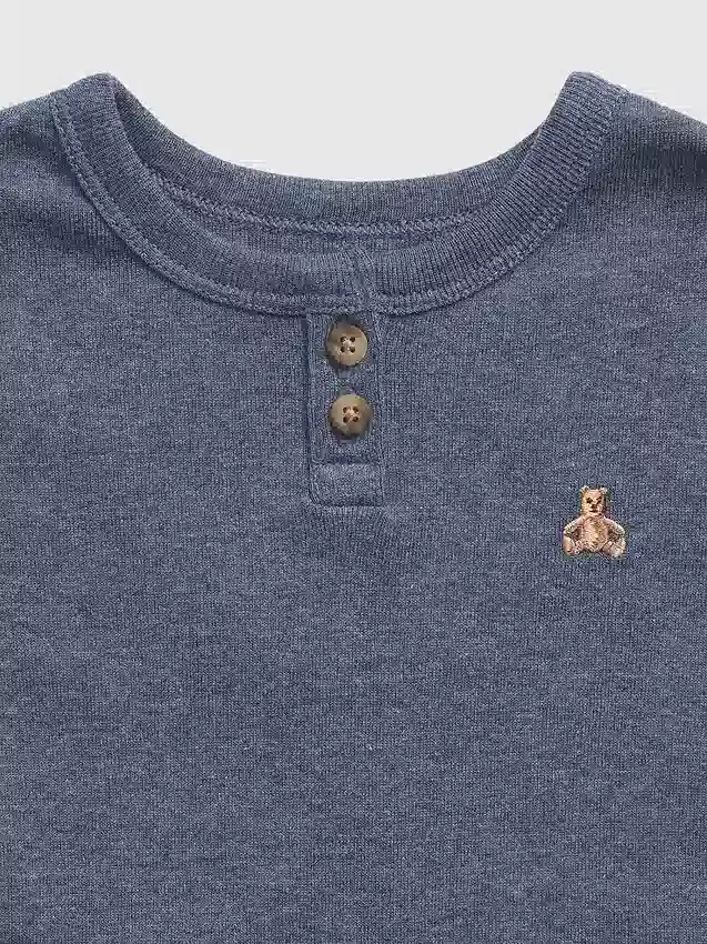 Bebek & Yürümeye Başlayan Çocuklar İçin Organik Pamuklu Melanj Henley Pijama Seti