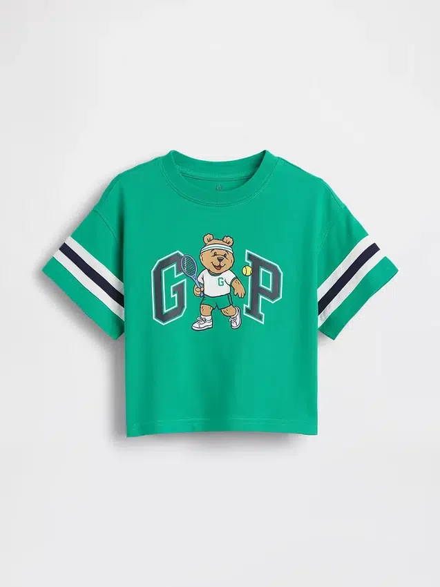 Bebek & Yürümeye Başlayan Çocuklar İçin Oversized Brannan Bear Varsity Grafik Logolu Tişört