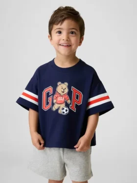 Bebek & Yürümeye Başlayan Çocuklar İçin Oversized Brannan Bear Varsity Grafik Logolu Tişört