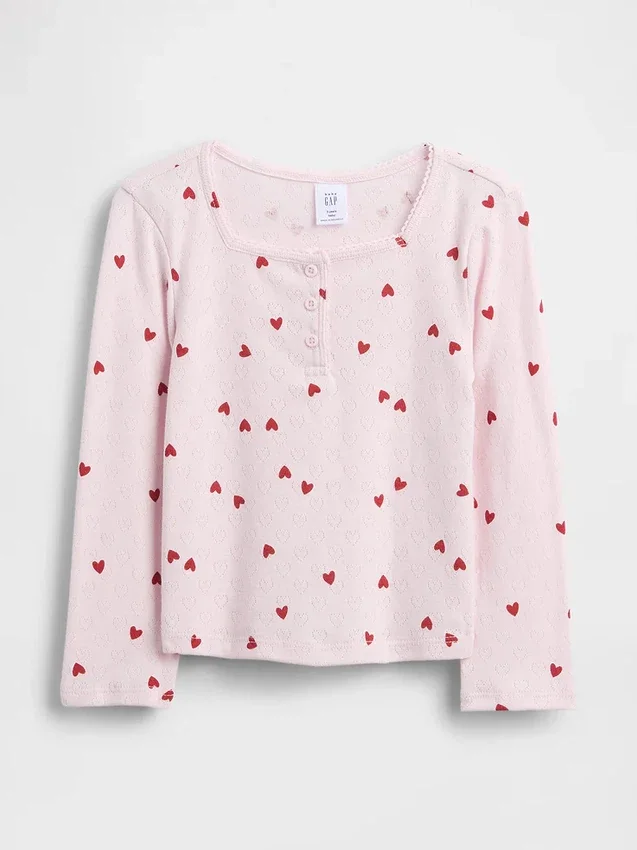 Bebek & Yürümeye Başlayan Çocuklar İçin Pointelle Henley Üst