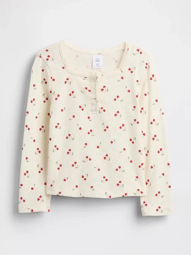 Bebek & Yürümeye Başlayan Çocuklar İçin Pointelle Henley Üst