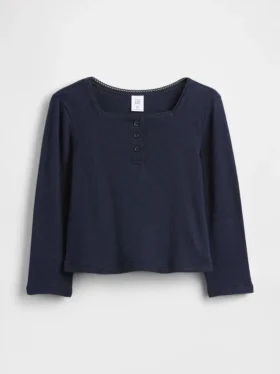 Bebek & Yürümeye Başlayan Çocuklar İçin Pointelle Henley Üst