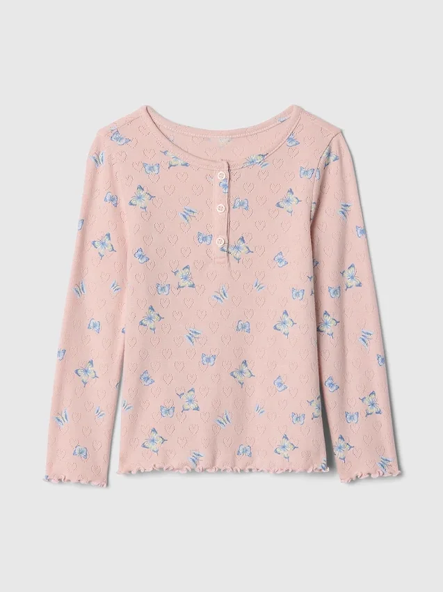 Bebek & Yürümeye Başlayan Çocuklar İçin Pointelle Henley Üst