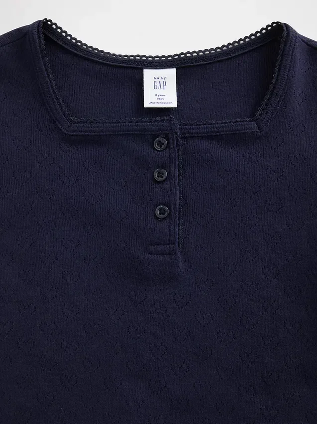 Bebek & Yürümeye Başlayan Çocuklar İçin Pointelle Henley Üst