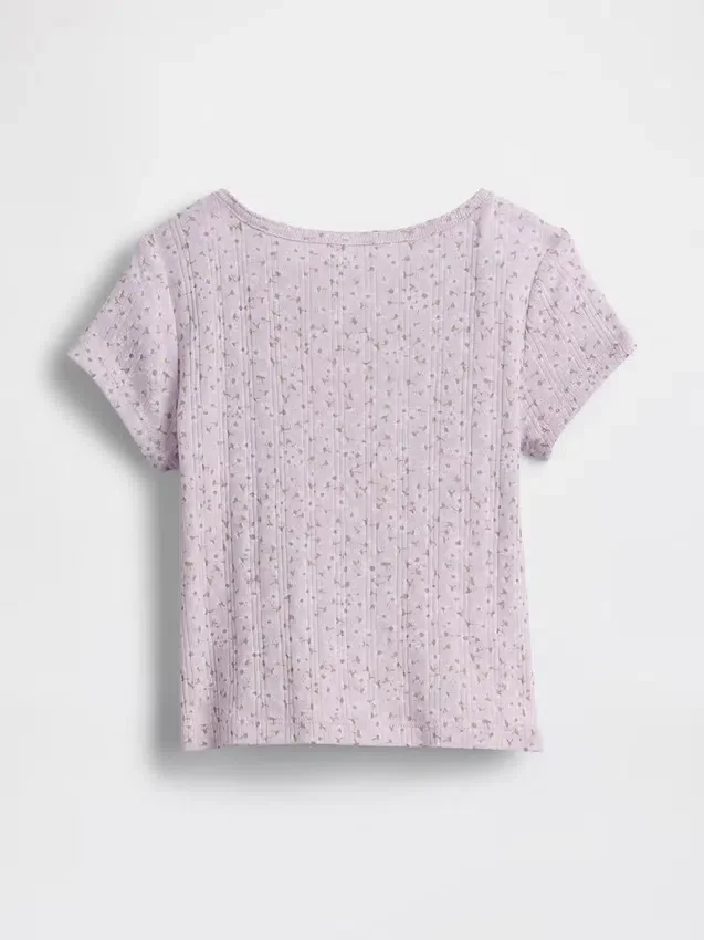 Bebek & Yürümeye Başlayan Çocuklar İçin Pointelle Ribana Tişört