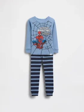 Bebek & Yürümeye Başlayan Çocuklar İçin Örümcek Adam Organik Fırçalanmış Pamuklu Pijama Seti