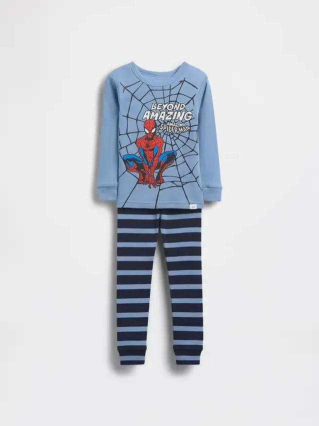 Bebek & Yürümeye Başlayan Çocuklar İçin Örümcek Adam Organik Fırçalanmış Pamuklu Pijama Seti
