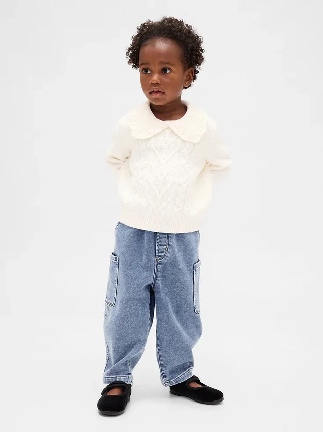Bebek & Yürümeye Başlayan Çocuklar İçin Örme Barrel Jean'ler