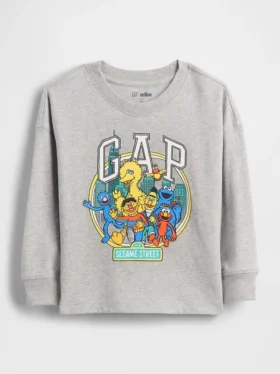 Bebek & Yürümeye Başlayan Çocuklar İçin Sesame Street Desenli Logo Tişört