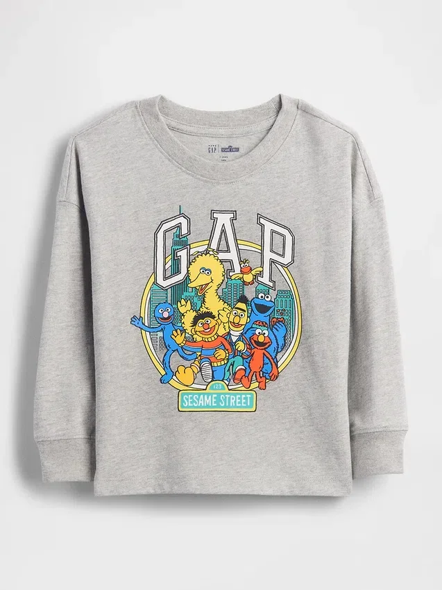Bebek & Yürümeye Başlayan Çocuklar İçin Sesame Street Desenli Logo Tişört